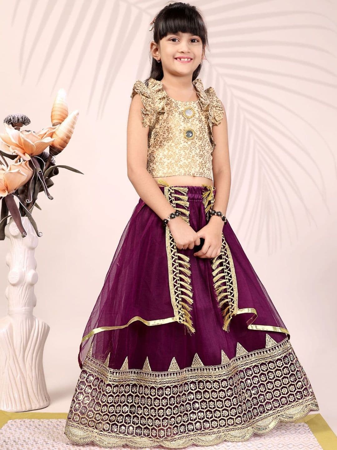KALINI Girls Ready to Wear Net Lehenga & Blouse With Dupatta - view 1