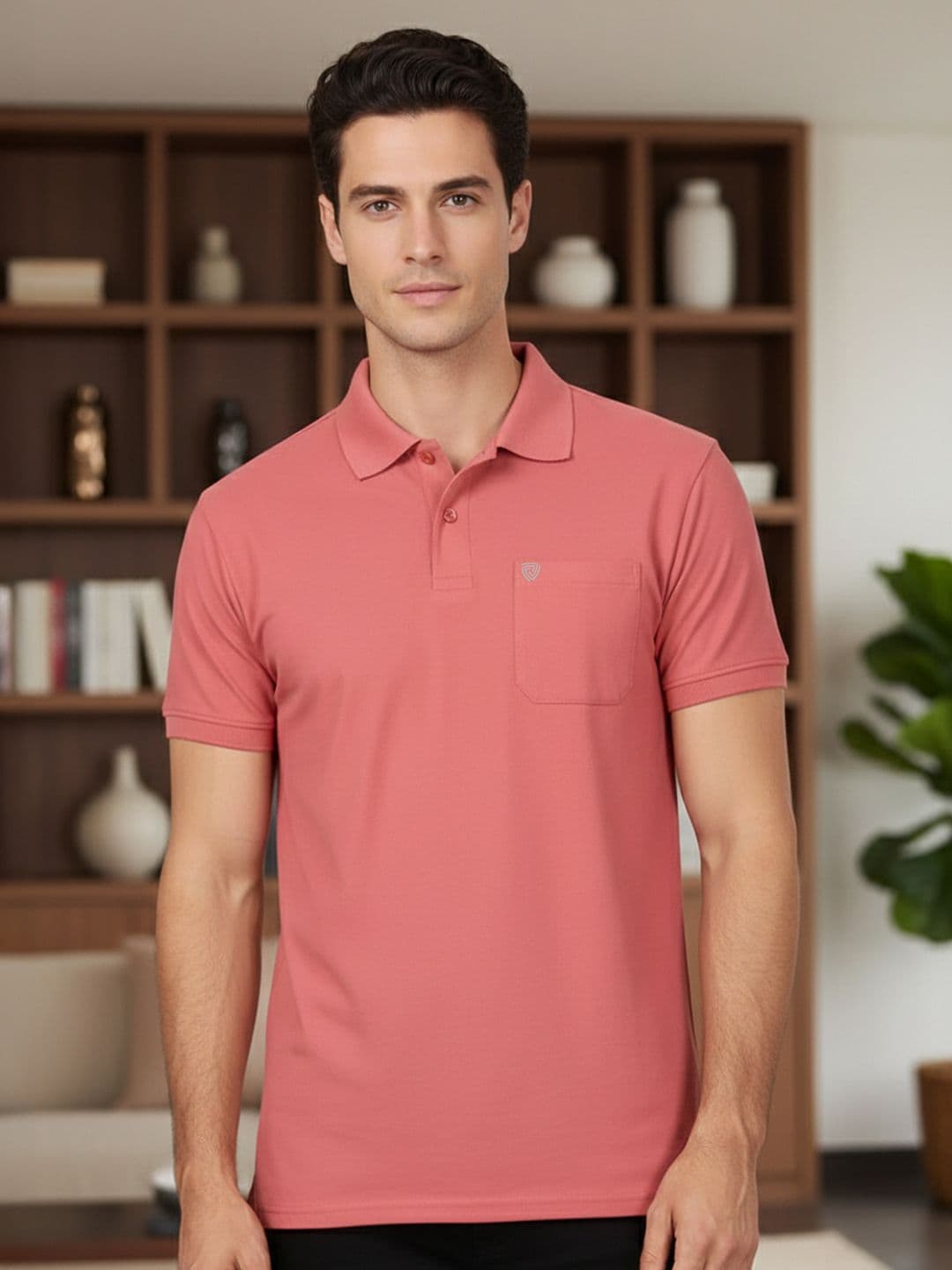 Lux Cozi Men Polo Collar Lounge T-Shirt