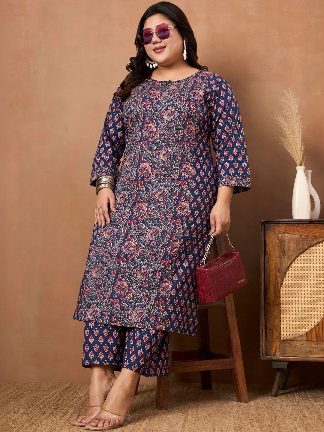Tissu Women Floral Printed Regular Pure Cotton Kurta with Palazzos - view 1