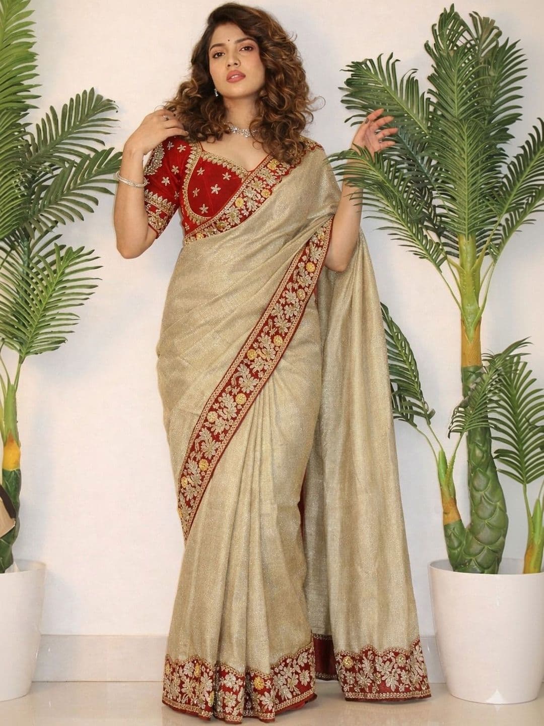 VRAGI Embroidered Silk Blend Saree - view 1