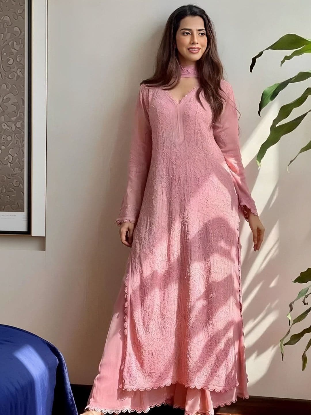 Moda Rapido Women Embroidered Regular Kurti with Palazzos & With Dupatta - view 1