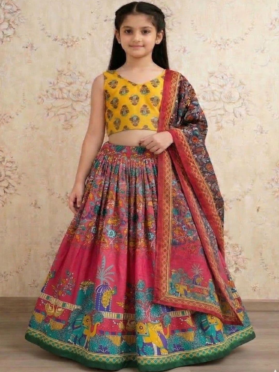 Helene Girls Printed Lehenga & Blouse With Dupatta - view 1
