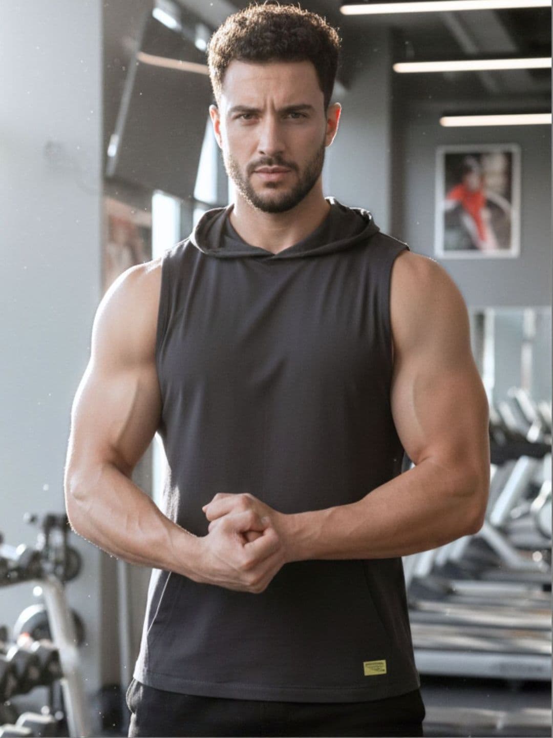 HERE&NOW Solid Grey Round Neck Sleeveless Men T-Shirt - view 1