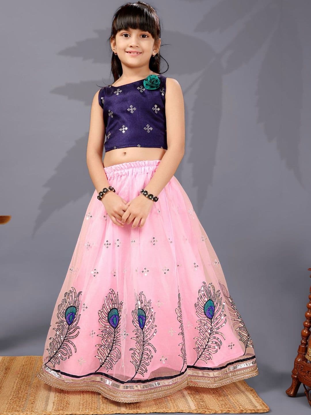 KALINI Girls Embroidered Ready to Wear Lehenga & Blouse With Dupatta - view 1