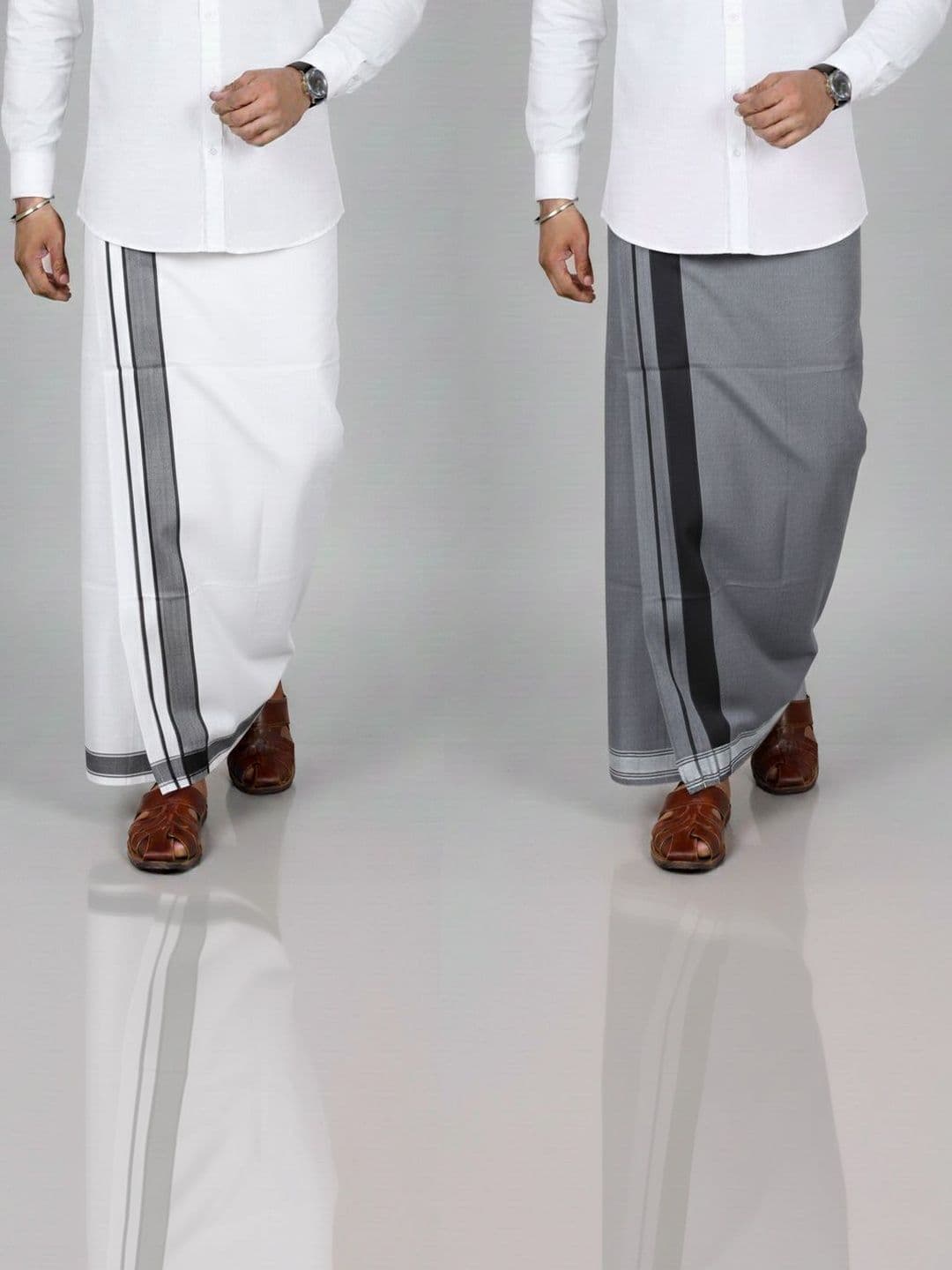 TUNI MANI Pack of 2 Cotton Kerala Style Dhoti 2.0m - view 1