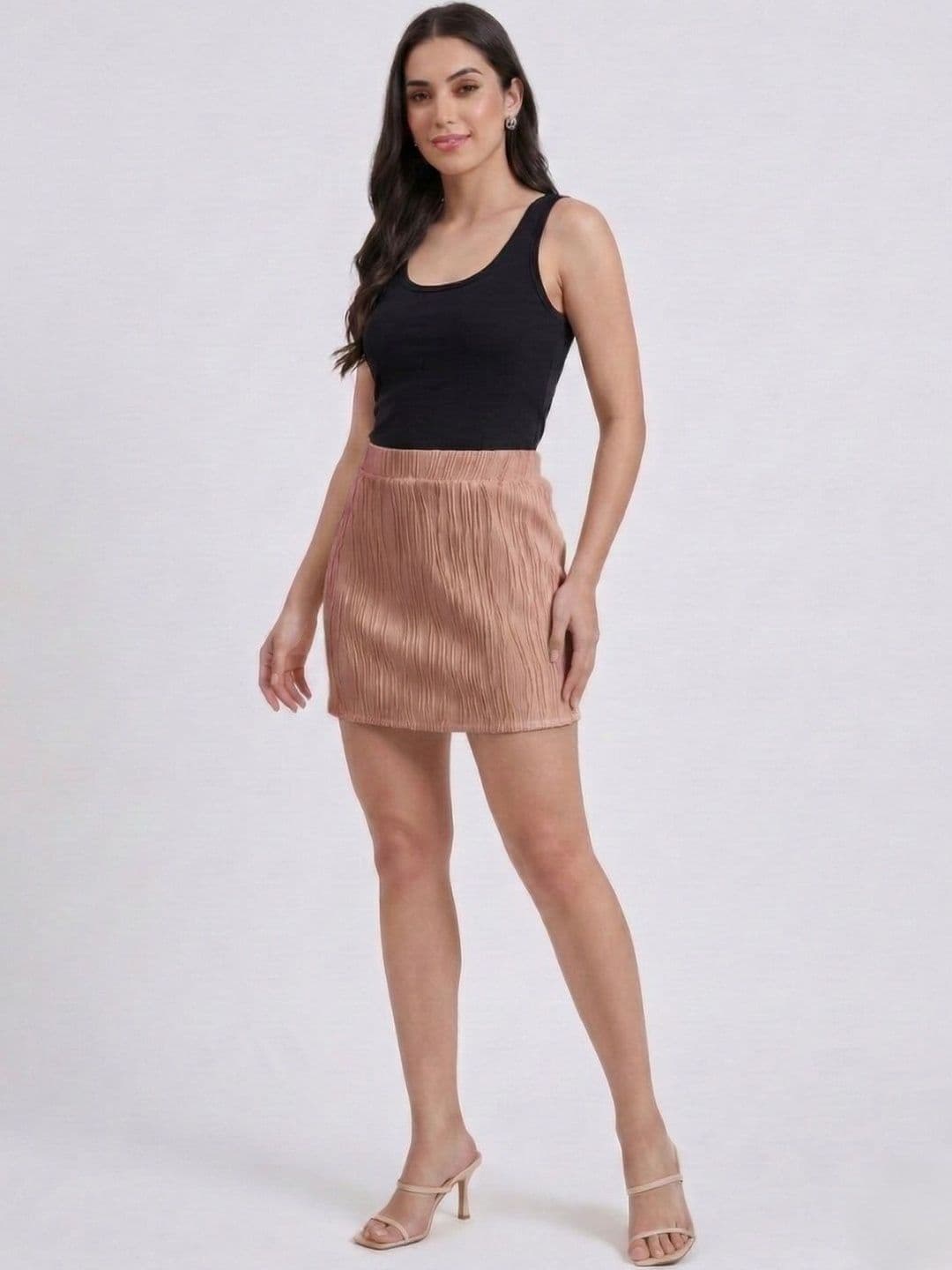 Pookiie Women Self Design Mini Pencil Skirt - view 1