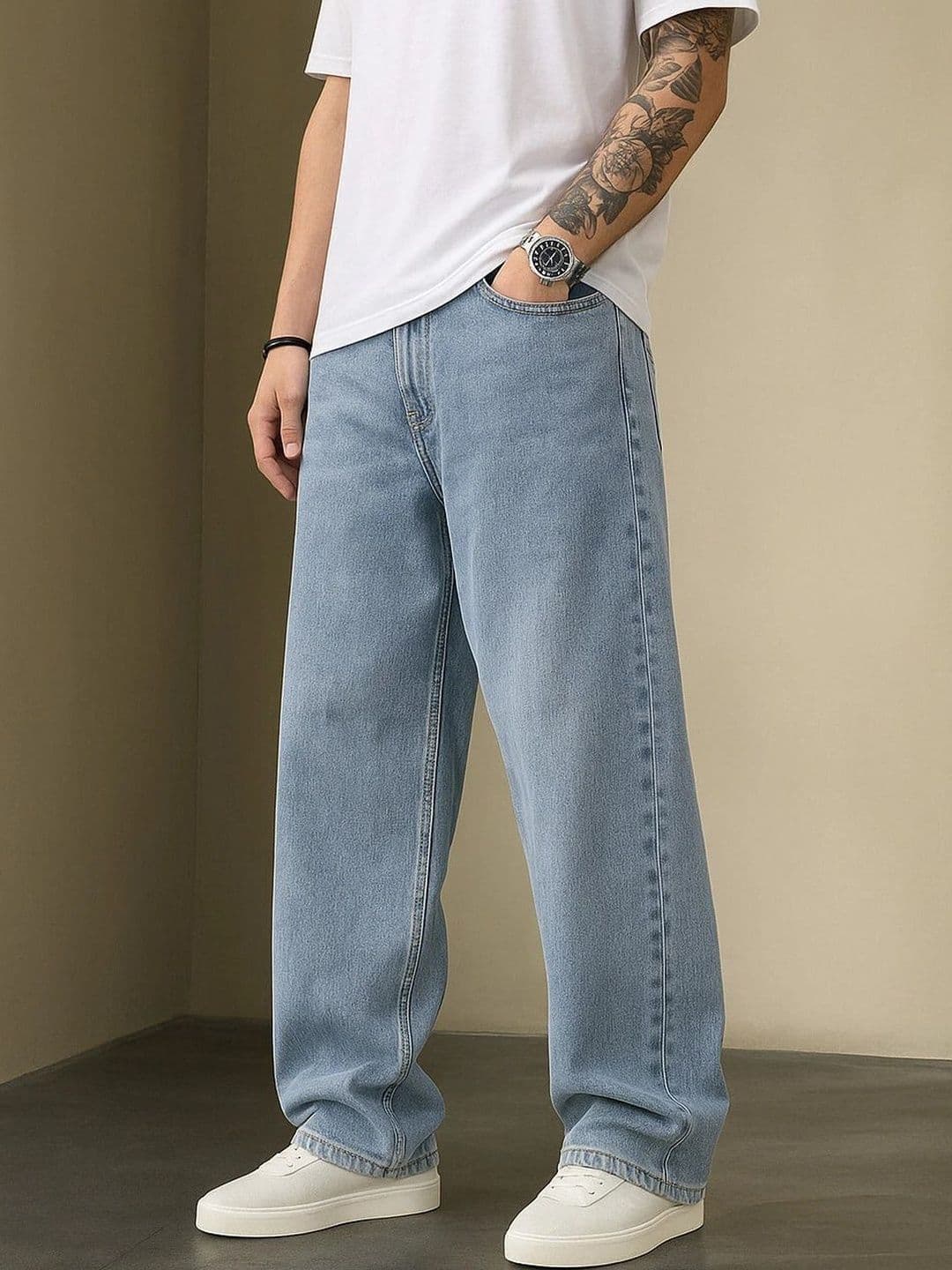 Veltick Men Baggy Light Mid-Rise Denim Jean - view 1