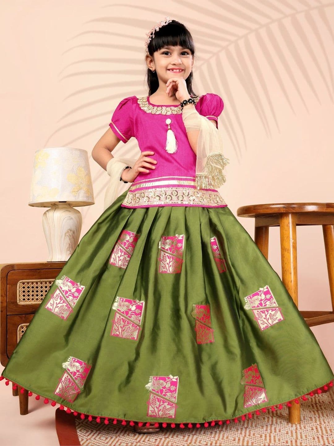 BAESD Girls Embroidered Ready to Wear Lehenga & Blouse With Dupatta - view 1