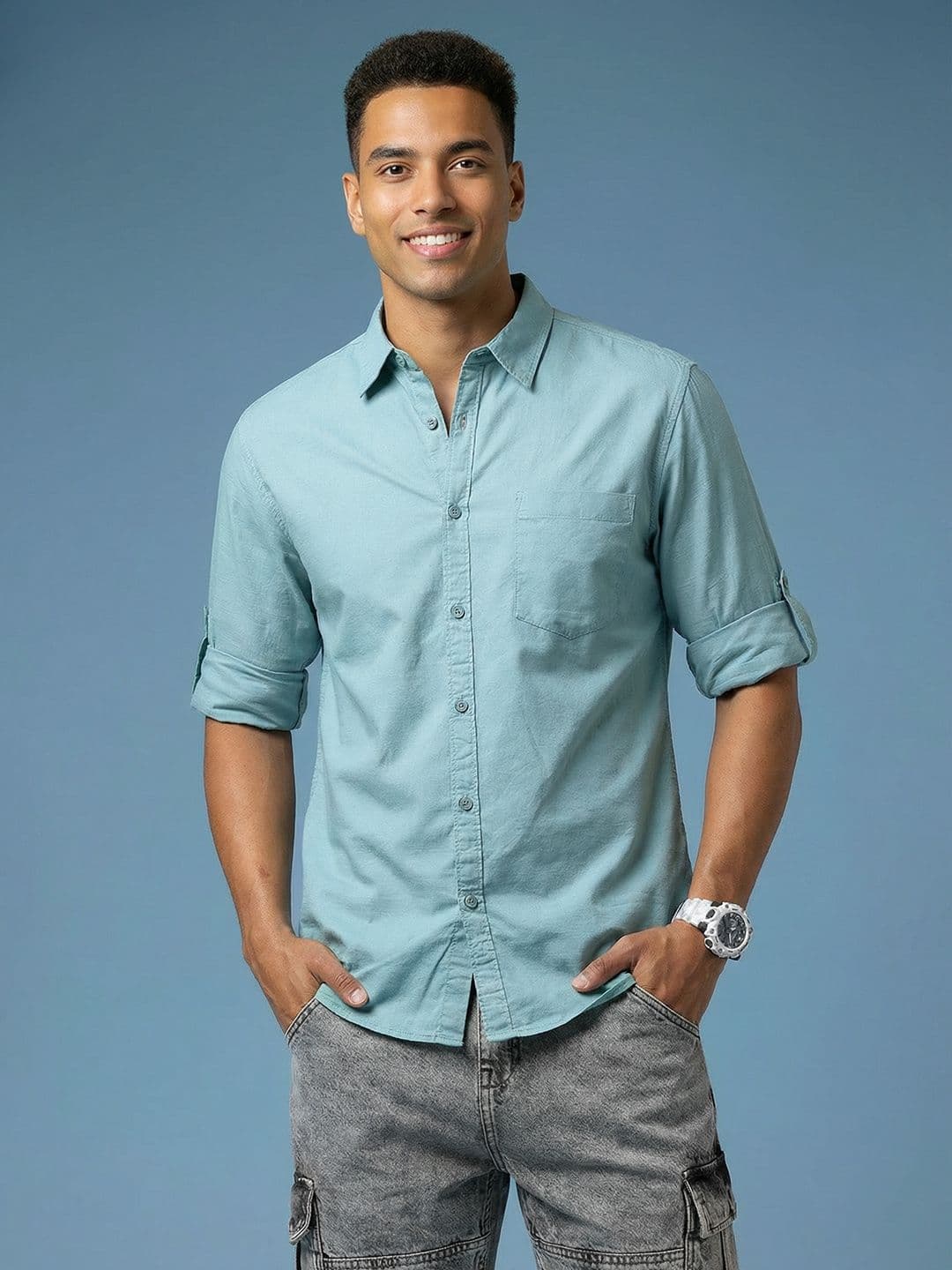 HERE&NOW Chest Pocket Detail Roll Up Sleeves Casual Shirt - view 1