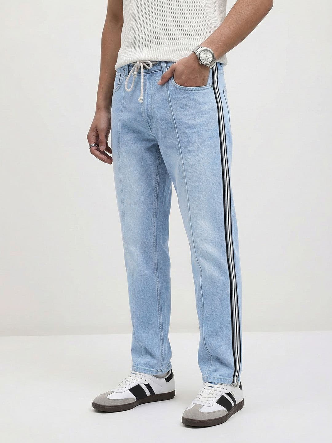 The Roadster Lifestyle Co. Men Side Stripe Detail Pure Cotton Jeans - view 1