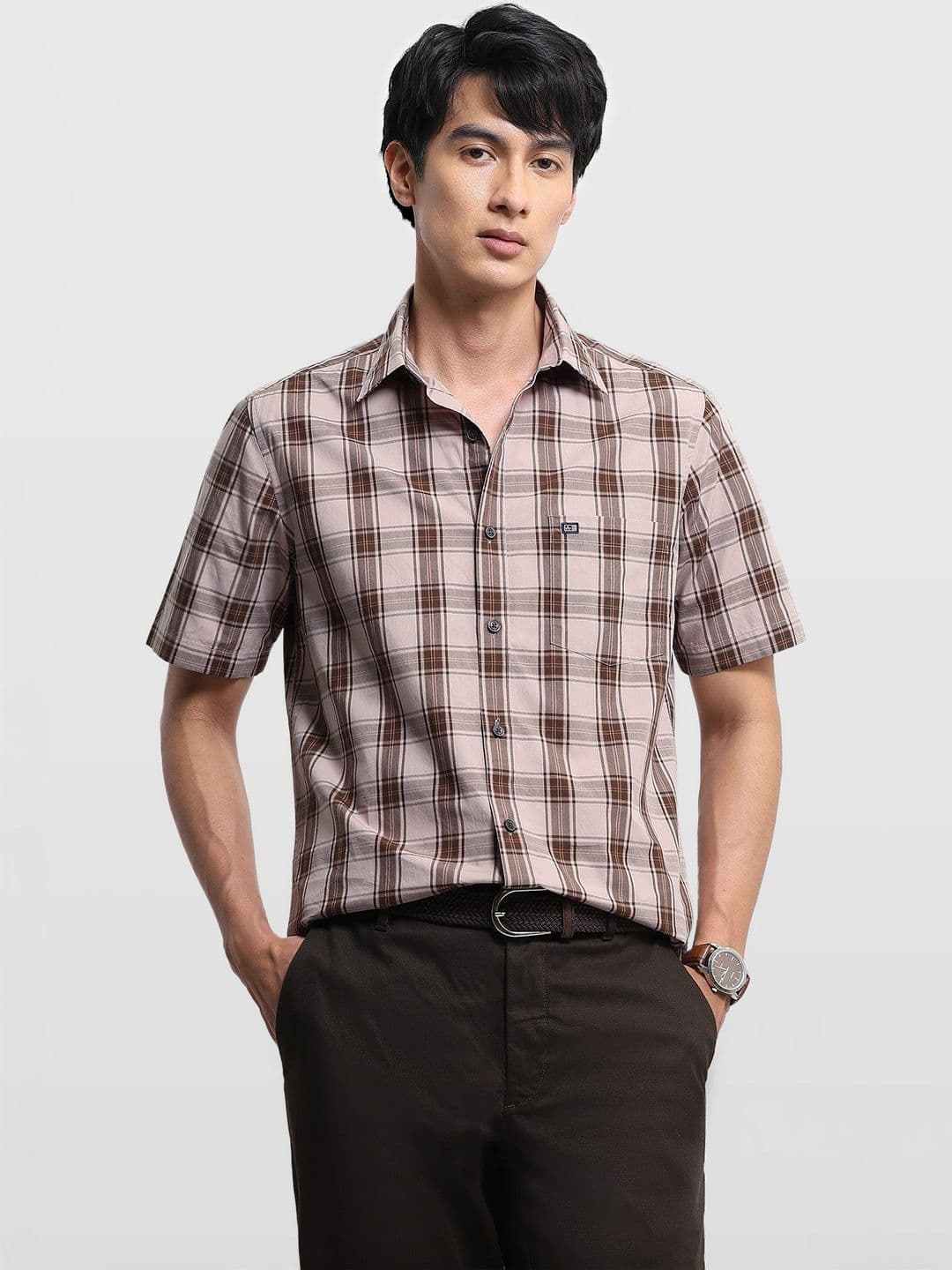 Arrow Sport Men's Sage & Sun Plaid Checked Regular Fit Shirt - view 1