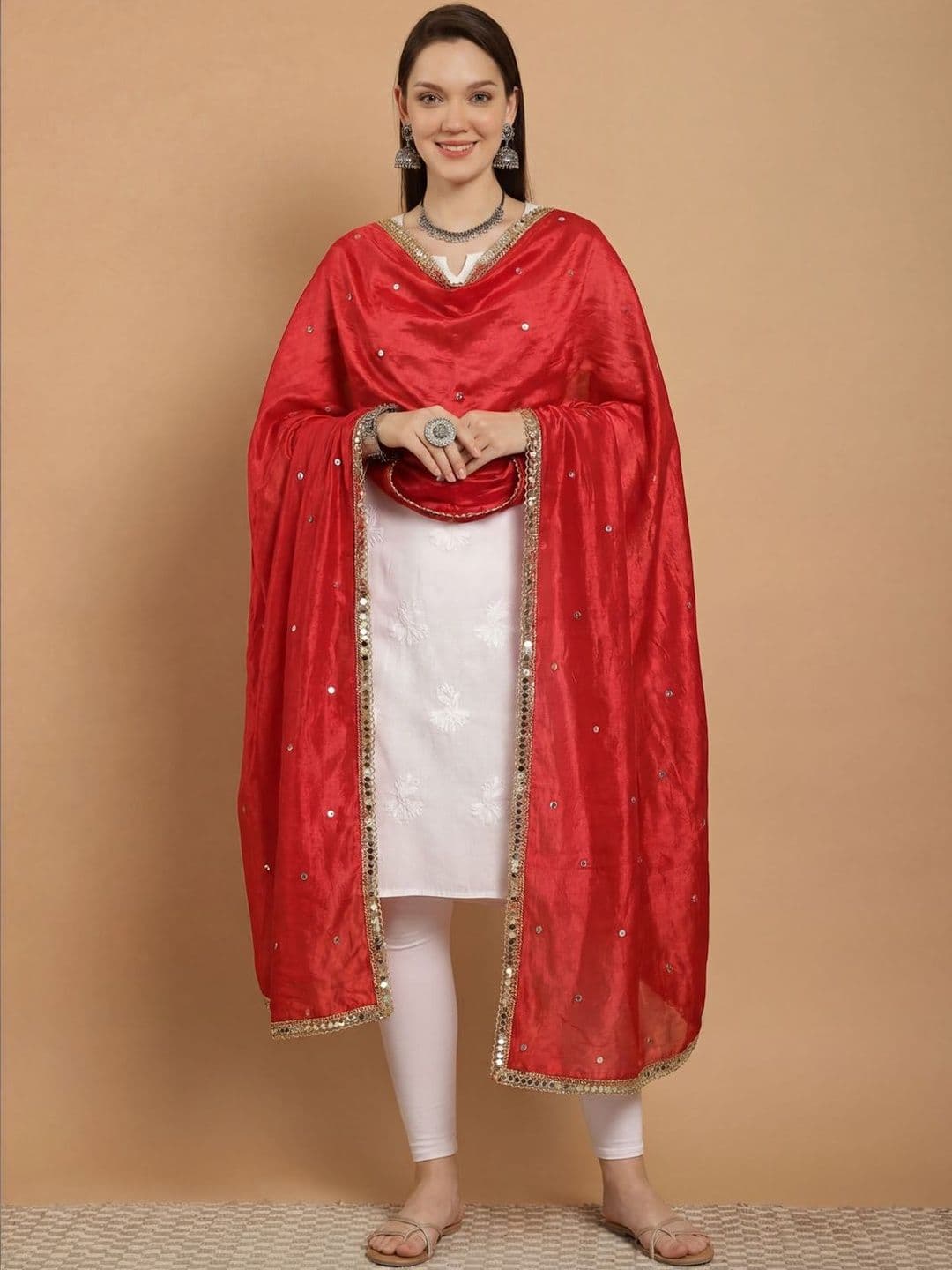 Clora Creation Women Mirror Work Embellished Dupatta - view 1