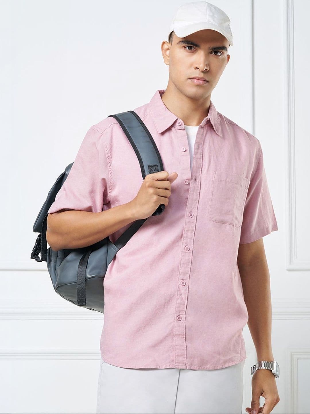 Peregrine by Pantaloons Men Spread Collar Short Sleeves Shirt - view 1