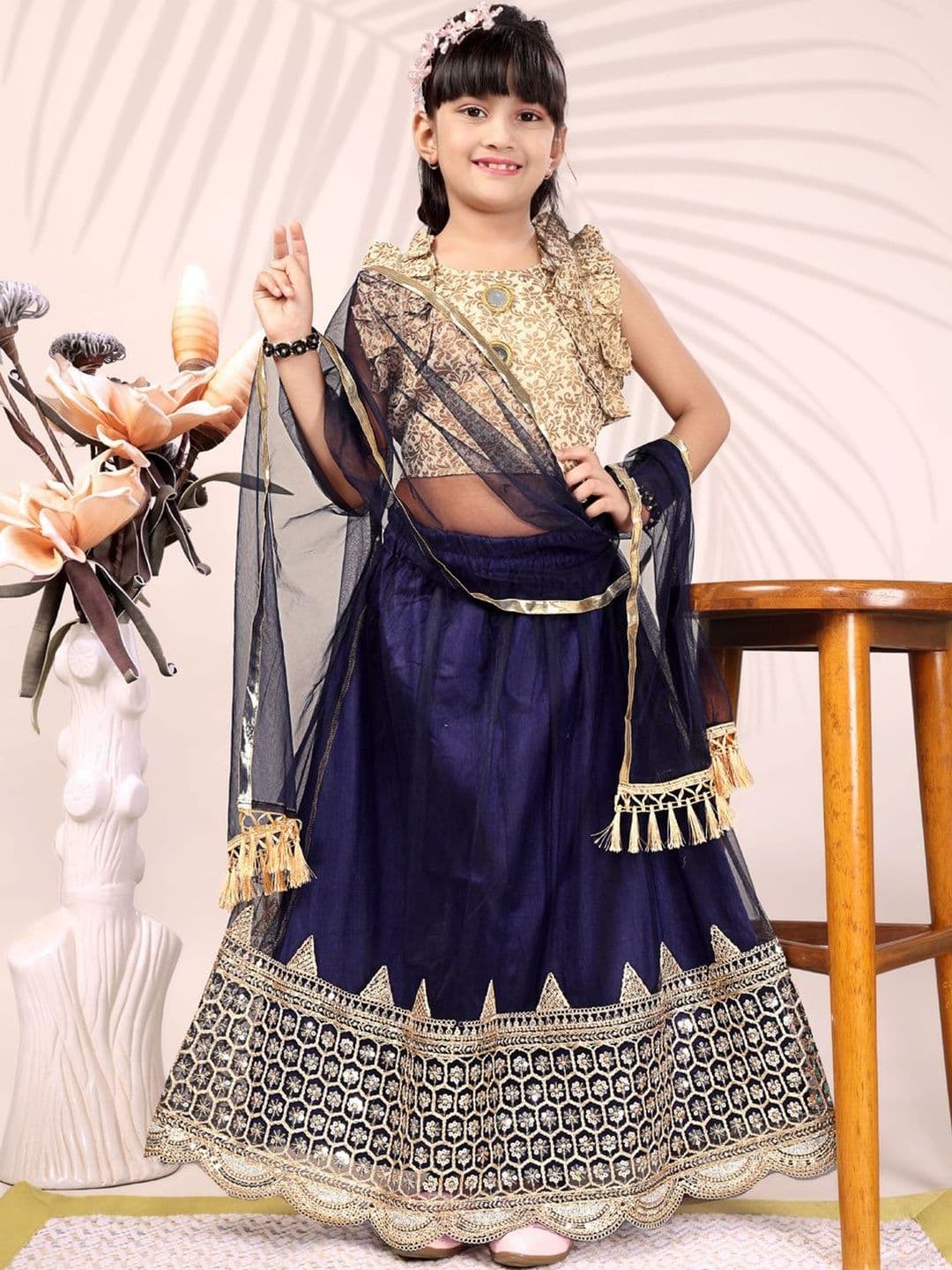 satyamfab Girls Ready to Wear Embellished Lehenga & Blouse With Dupatta - view 1