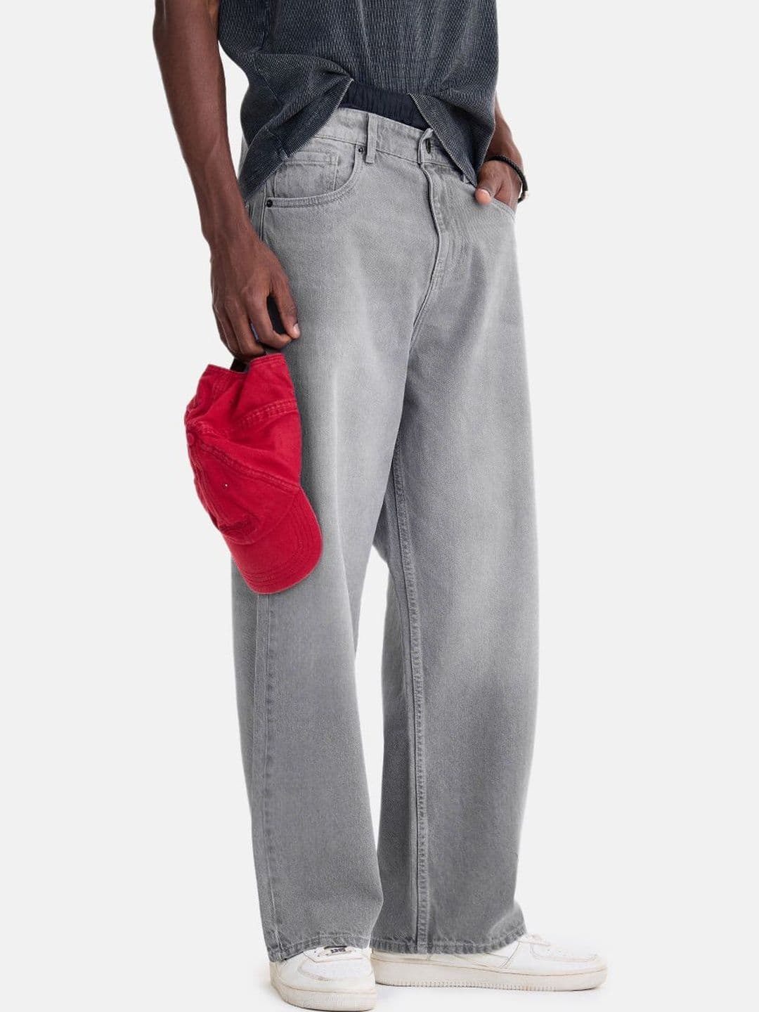 Snitch Light Grey Mid-Rise Baggy Jeans - view 1