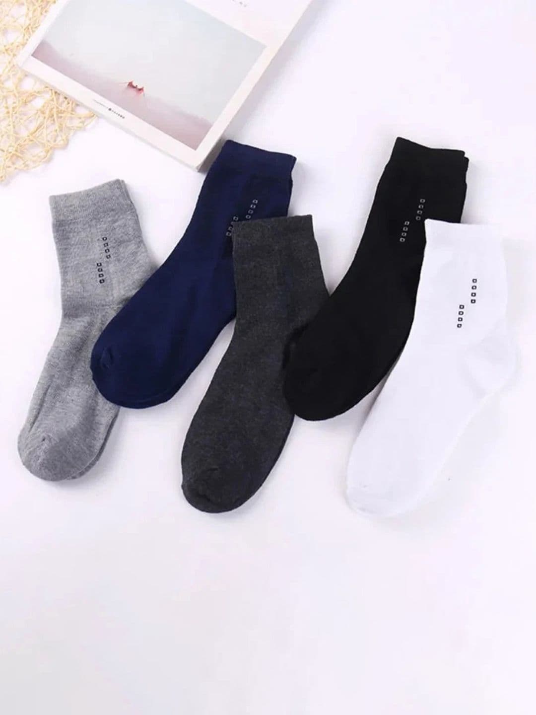 BEAR&BEYOND Men Pack of 5 Cotton Assorted Patterned Ankle Length Socks - view 1