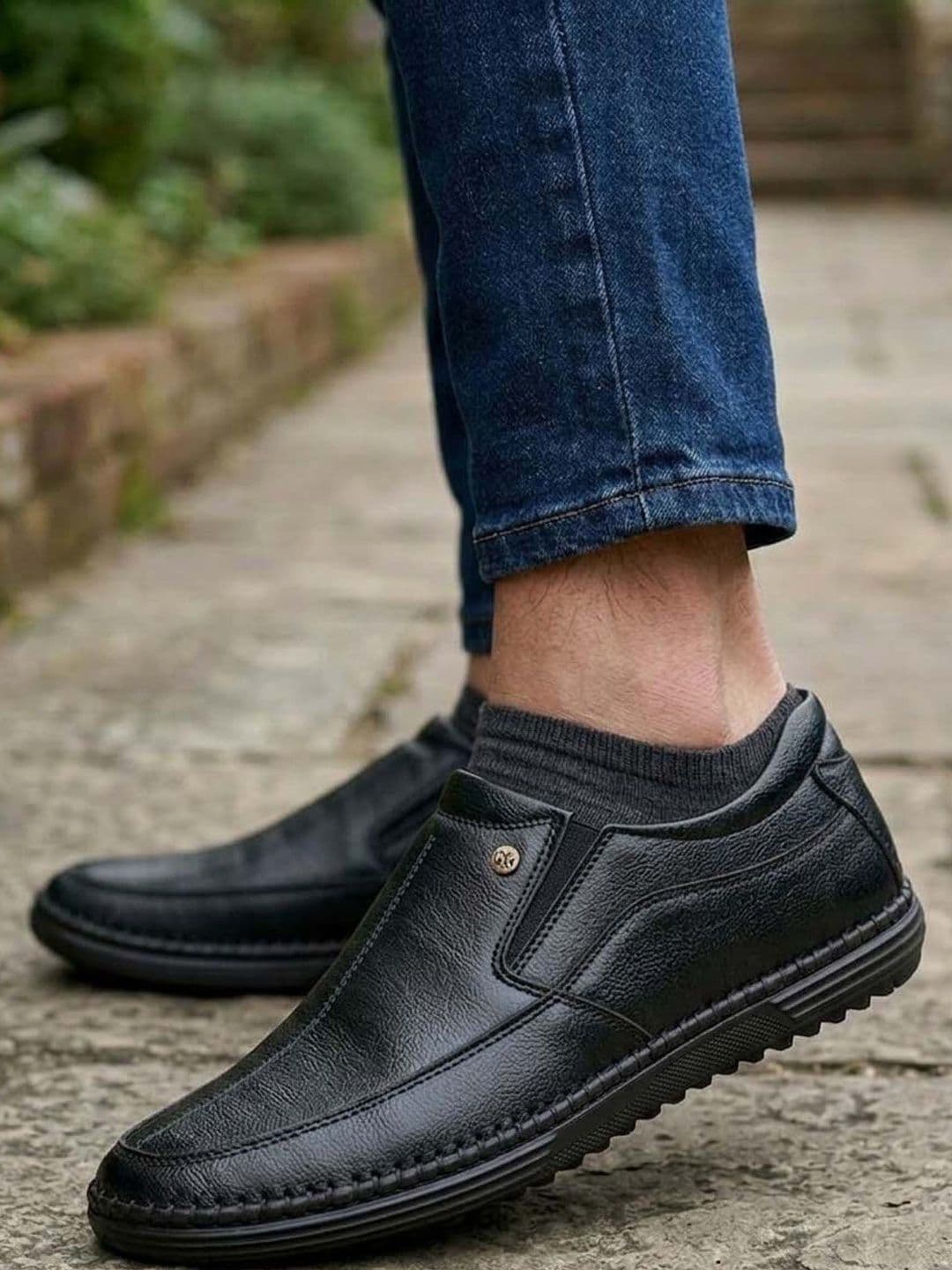 HERE&NOW Men Textured Formal Slip-Ons - view 1