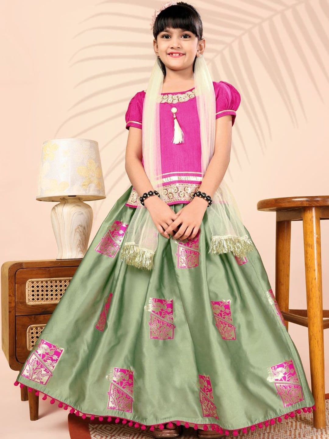 BAESD Girls Embroidered Ready to Wear Lehenga & Blouse With Dupatta - view 1