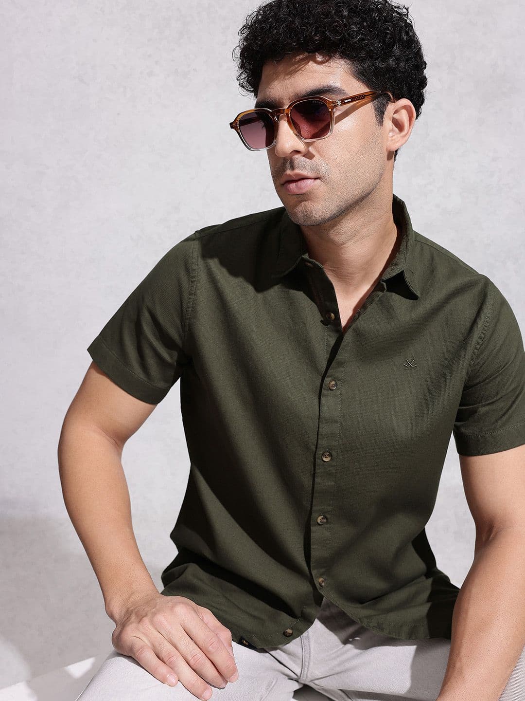 WROGN Pure Cotton Textured Slim Fit Casual Shirt - view 1