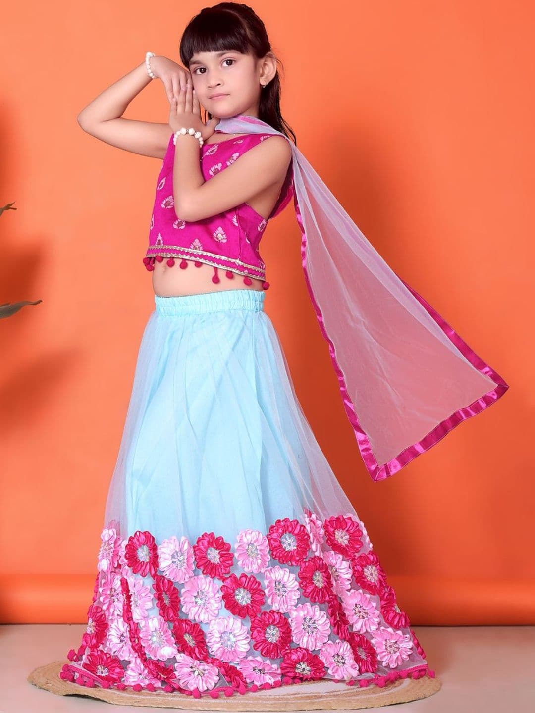 satyamfab Girls Patchwork Ready to Wear Lehenga & Blouse With Dupatta - view 1