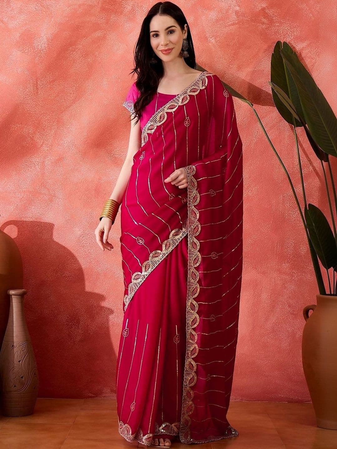 Sangria Embellished Sarees - view 1
