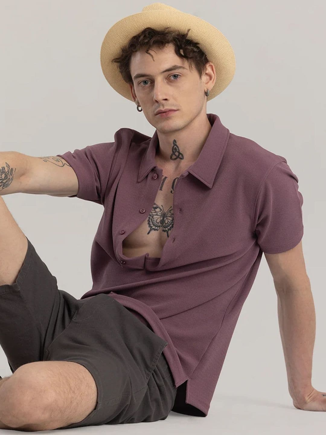 Snitch Mauve Polo Collar Short Sleeves Slim Fit T-shirt - view 1
