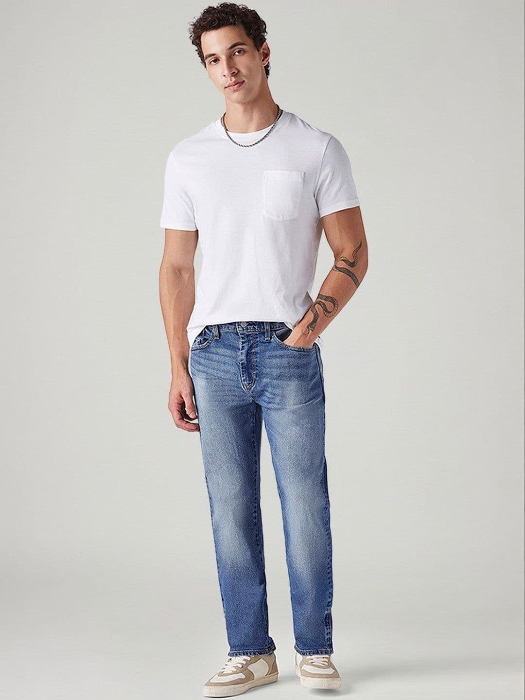 Levis Men's 505 Blue Straight Fit Mid Rise Commuter Jeans - view 1