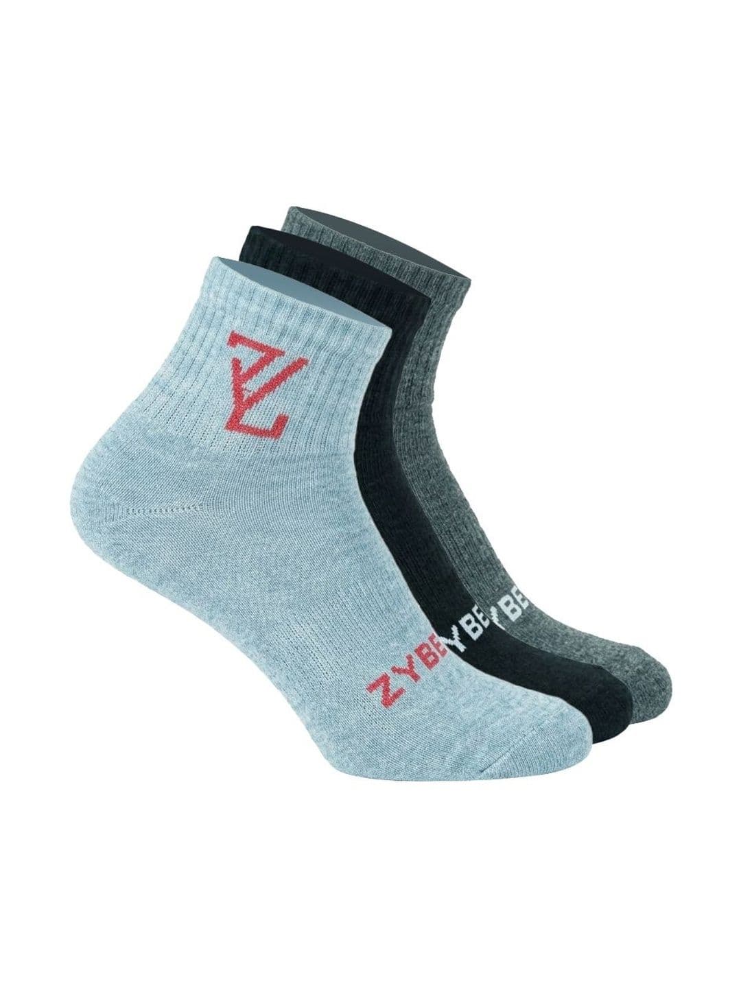 ZYBE Unisex Pack of 3 Cotton Assorted Ankle Length Socks - view 1