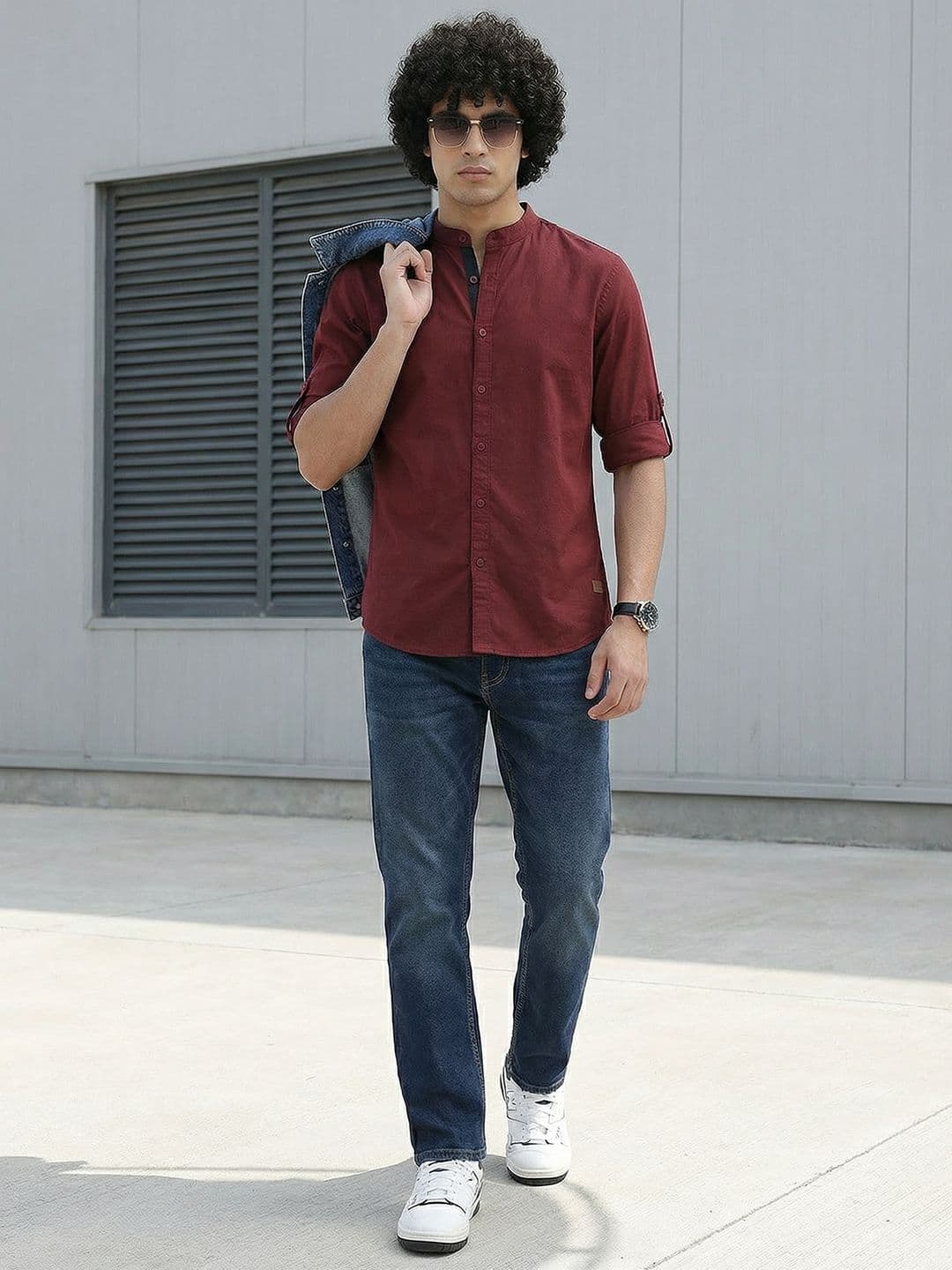 The Roadster Lifestyle Co. Men Maroon Cotton Solid Casual Shirt - view 1