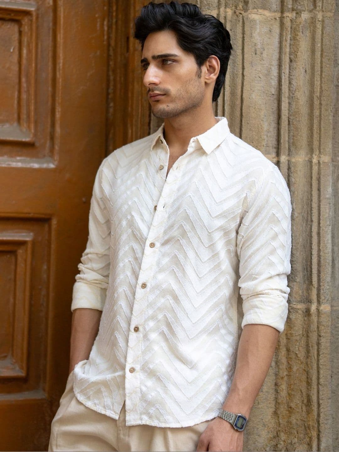 Powerlook Spread Collar Cotton Casual Shirt - view 1