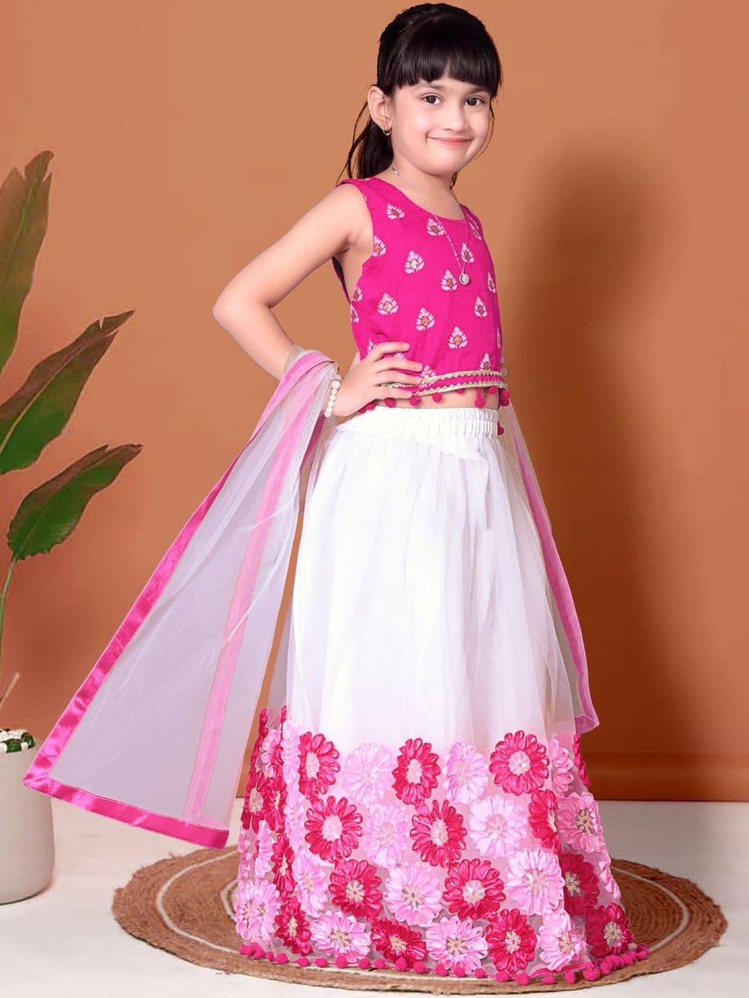 satyamfab Girls Patchwork Embroidered Ready to Wear Lehenga & Blouse With Dupatta - view 1