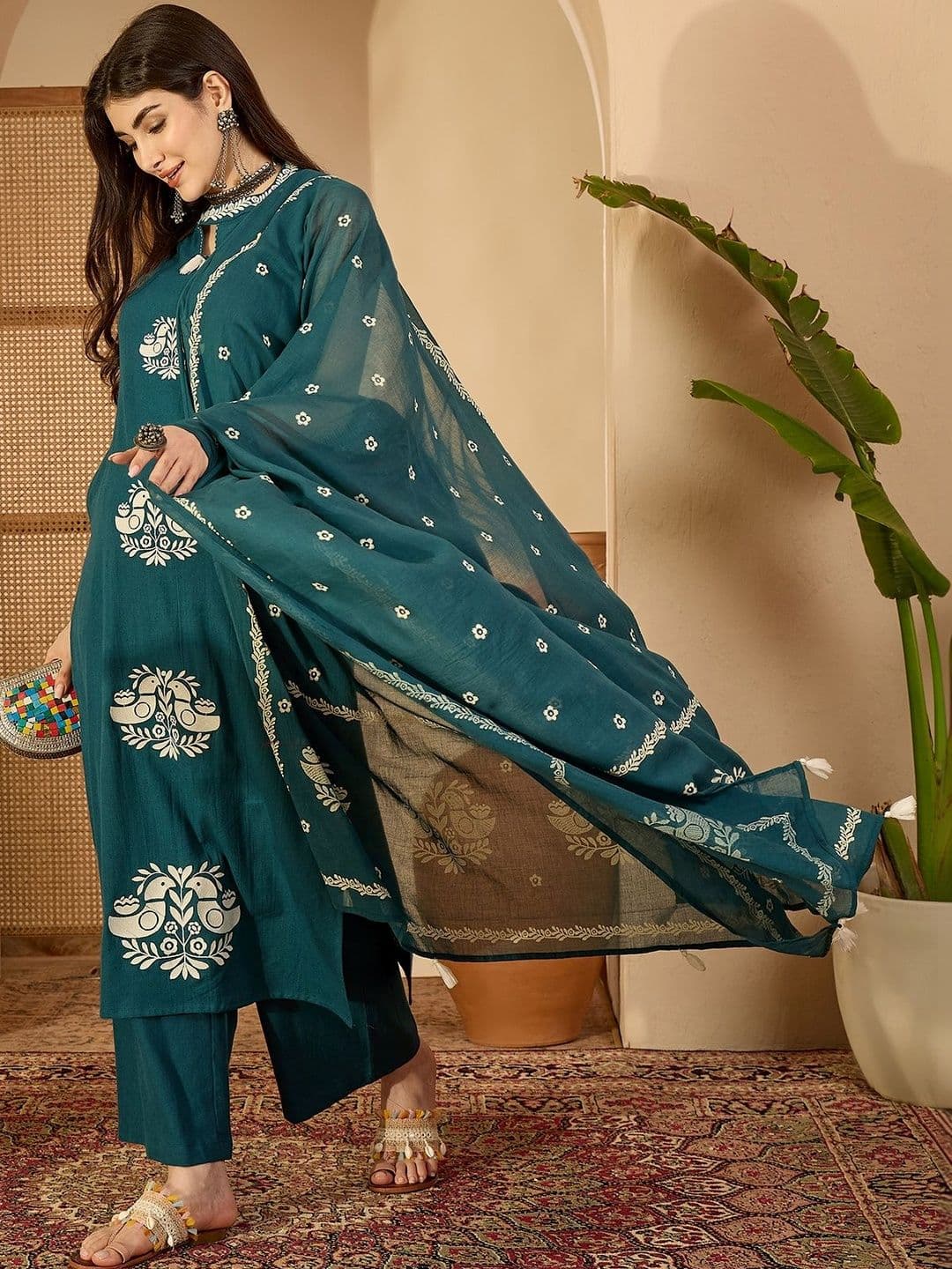 Sangria Embroidered Kurta Set - view 1
