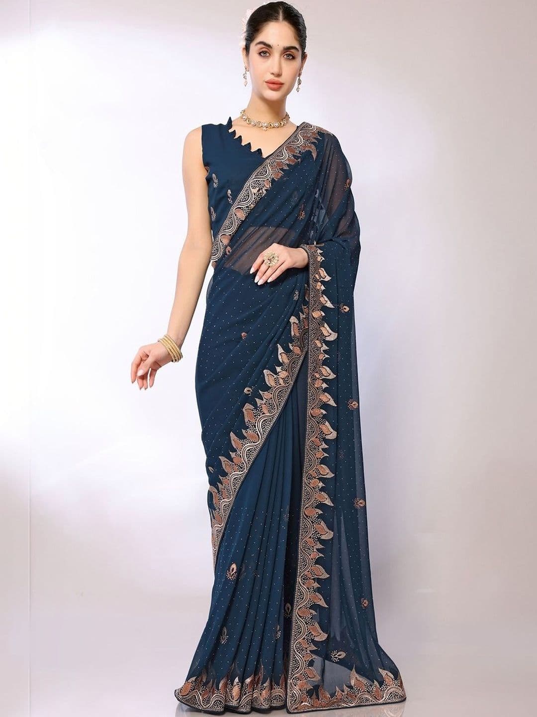 Sangria Embellished Sarees - view 1