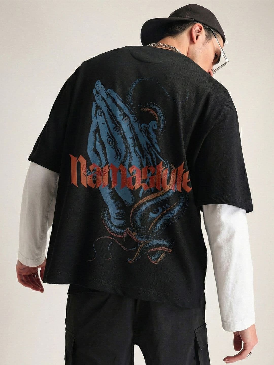 Weezy Men Cotton Round Neck Half Sleeve Graphic Printed Oversized T-shirt - view 1