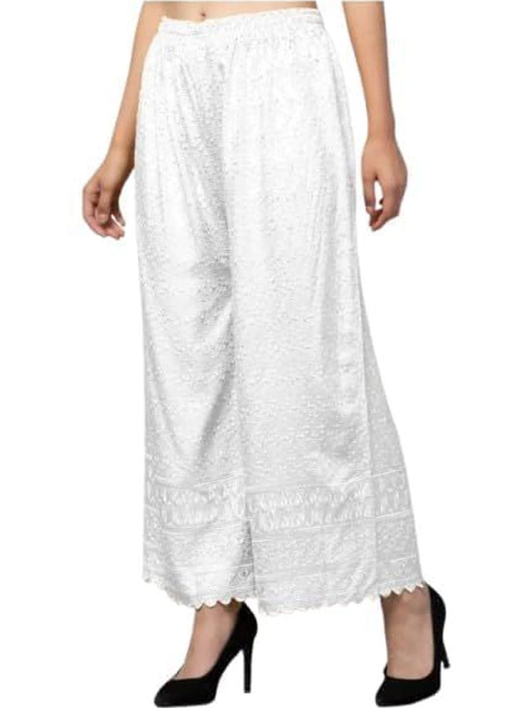 KGFONECLOTH Women Embroidered Lace Palazzos - view 1