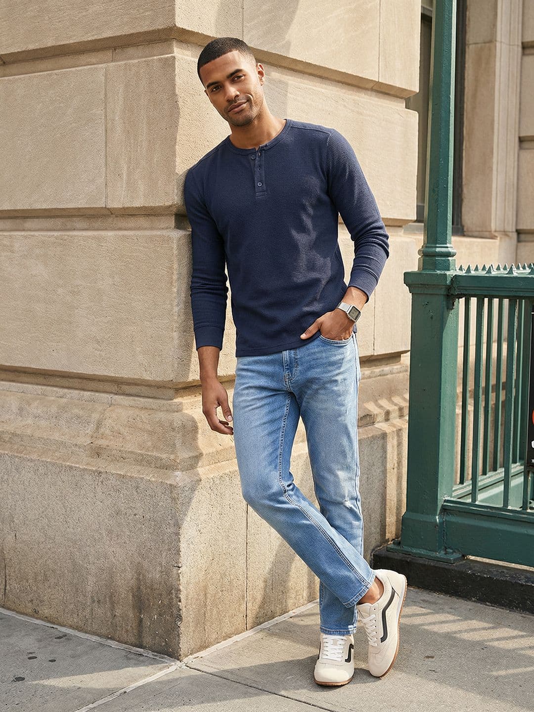 The Roadster Lifestyle Co. Men Slim Fit Low Distress Light Fade Stretchable Jeans - view 1