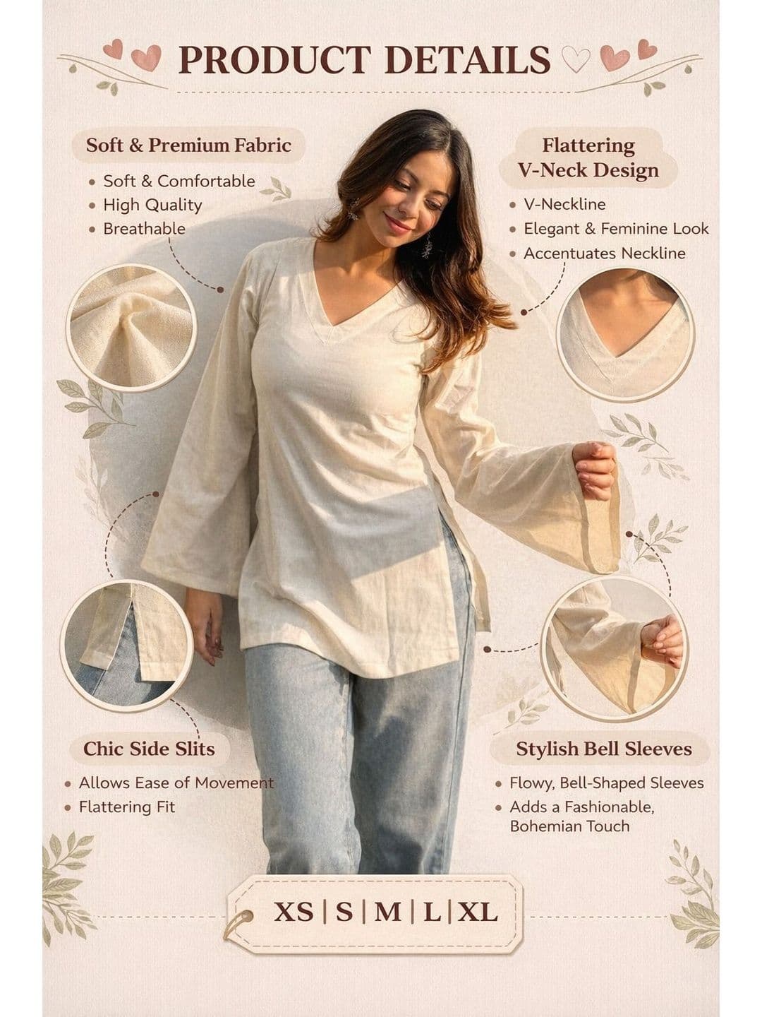 SAANVRA V-Neck Kurti - view 1