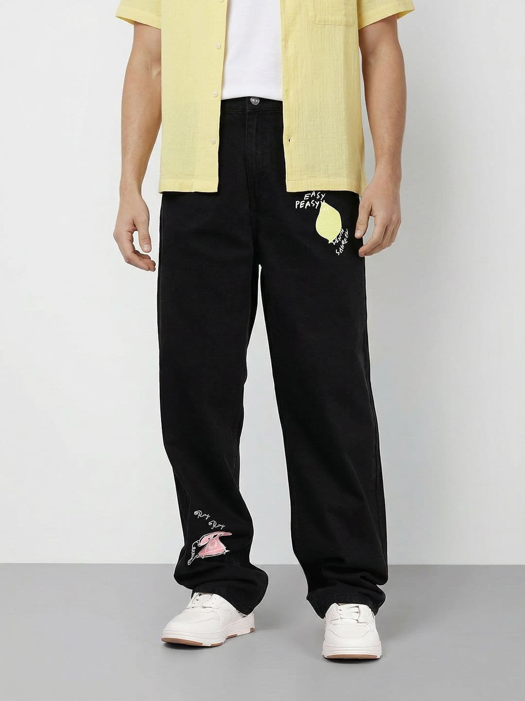 Mast & Harbour Men Printed Detail Loose Relaxed Fit Mid-Rise Jeans - view 1