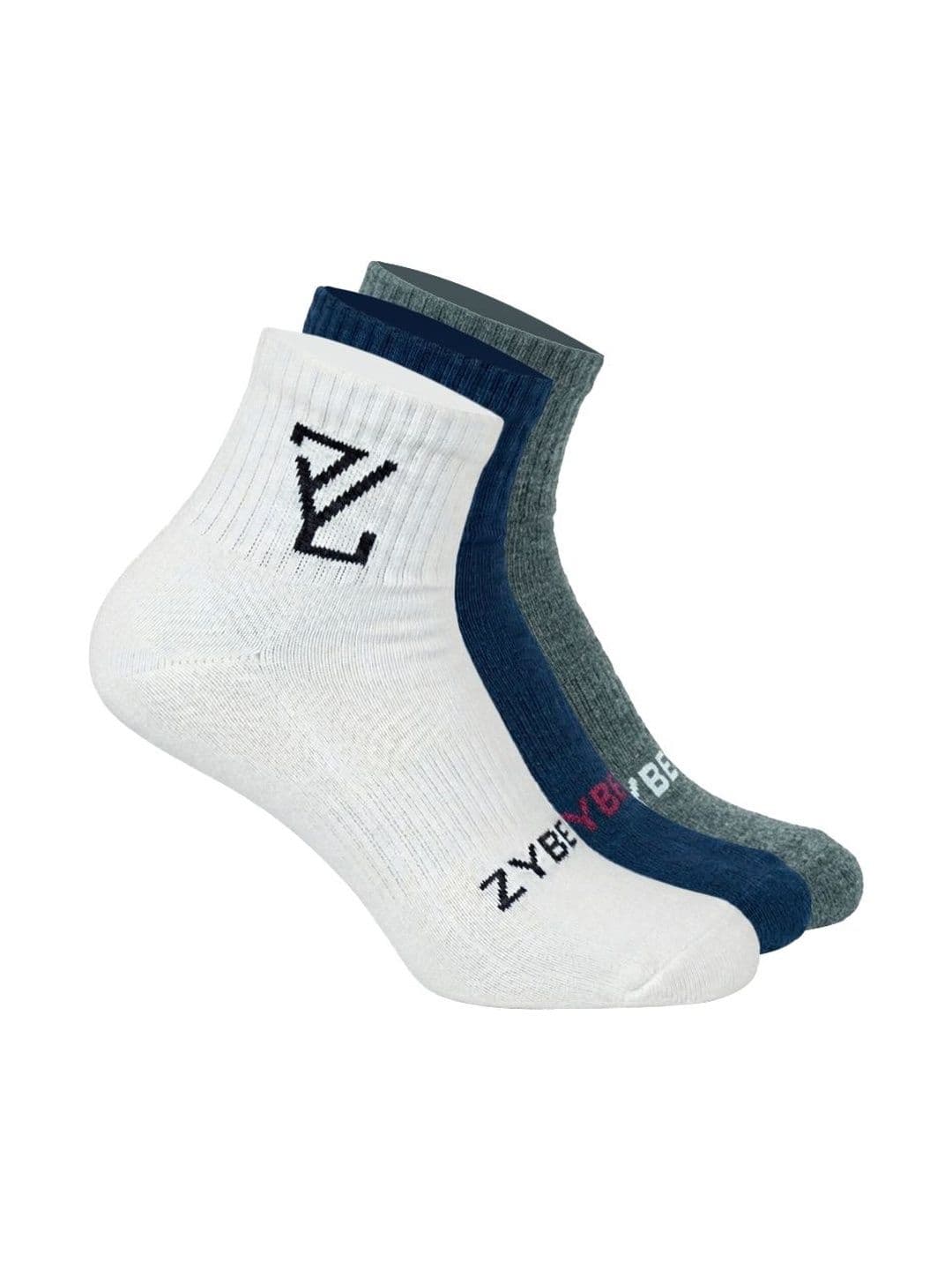 ZYBE Unisex Pack of 3 Cotton Assorted Ankle Length Socks - view 1