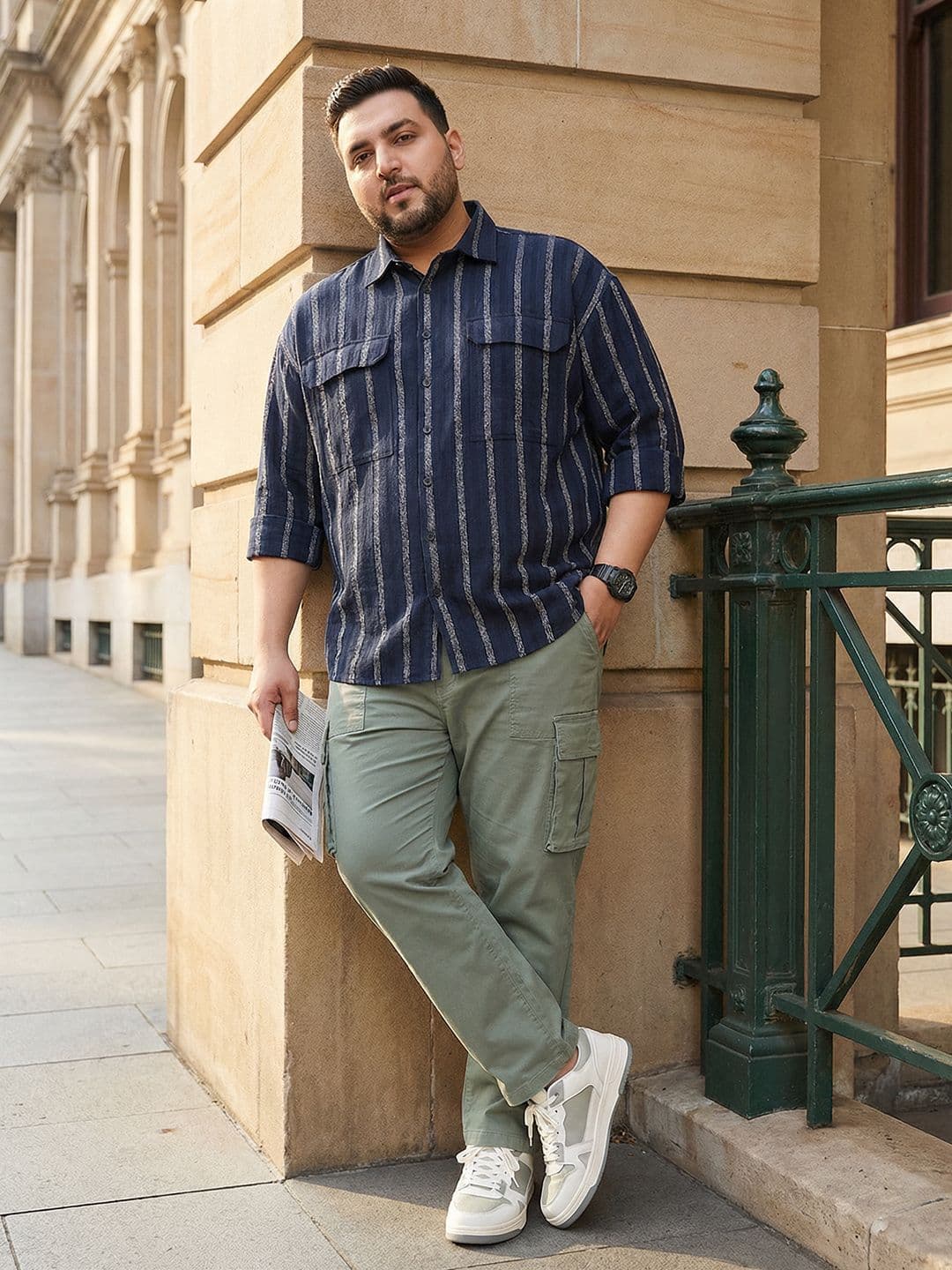 Sztori Plus Size Self Striped Casual Shirt - view 1