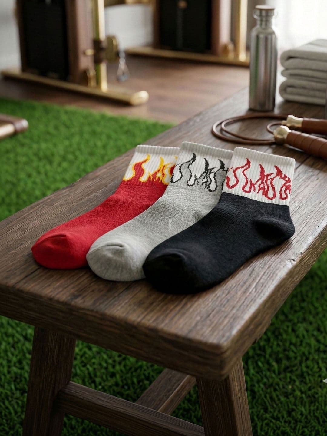 Moda Rapido Men Pack of 3 Cotton Blend Patterned Above Ankle Socks - view 1
