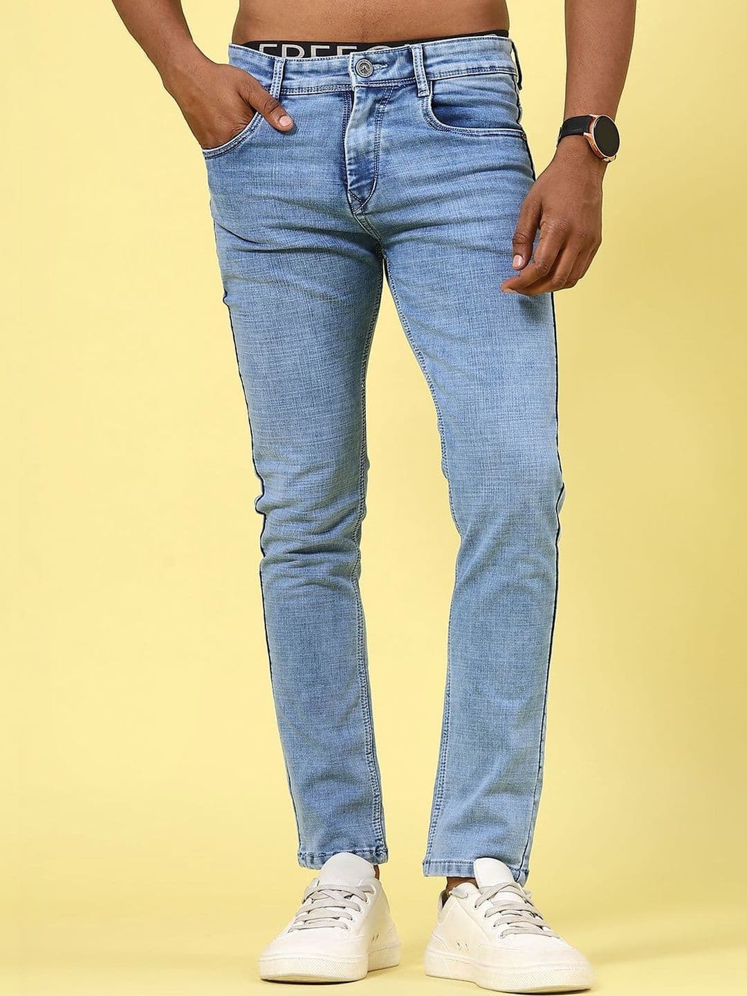 V-Mart Men Regular Fit Mid-Rise Light Fade Stretchable Jeans - view 1