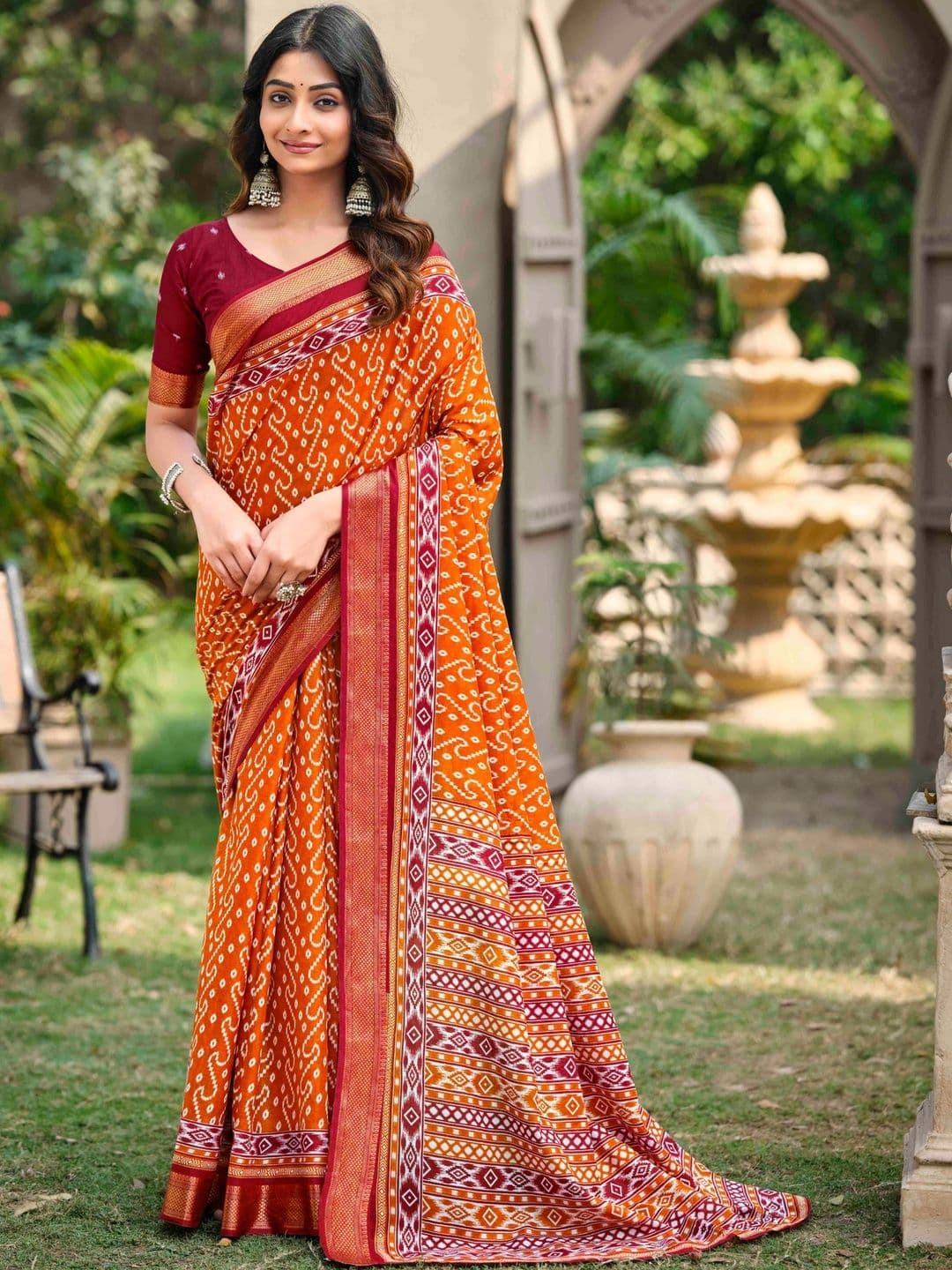 Munir Batik Zari Pure Cotton Designer Ikat Saree - view 1