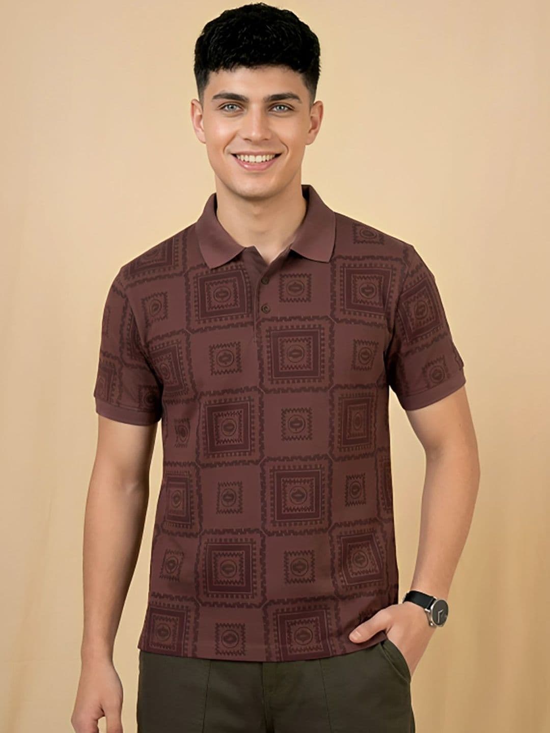 SZN Men Printed Polo Collar T-shirt - view 1