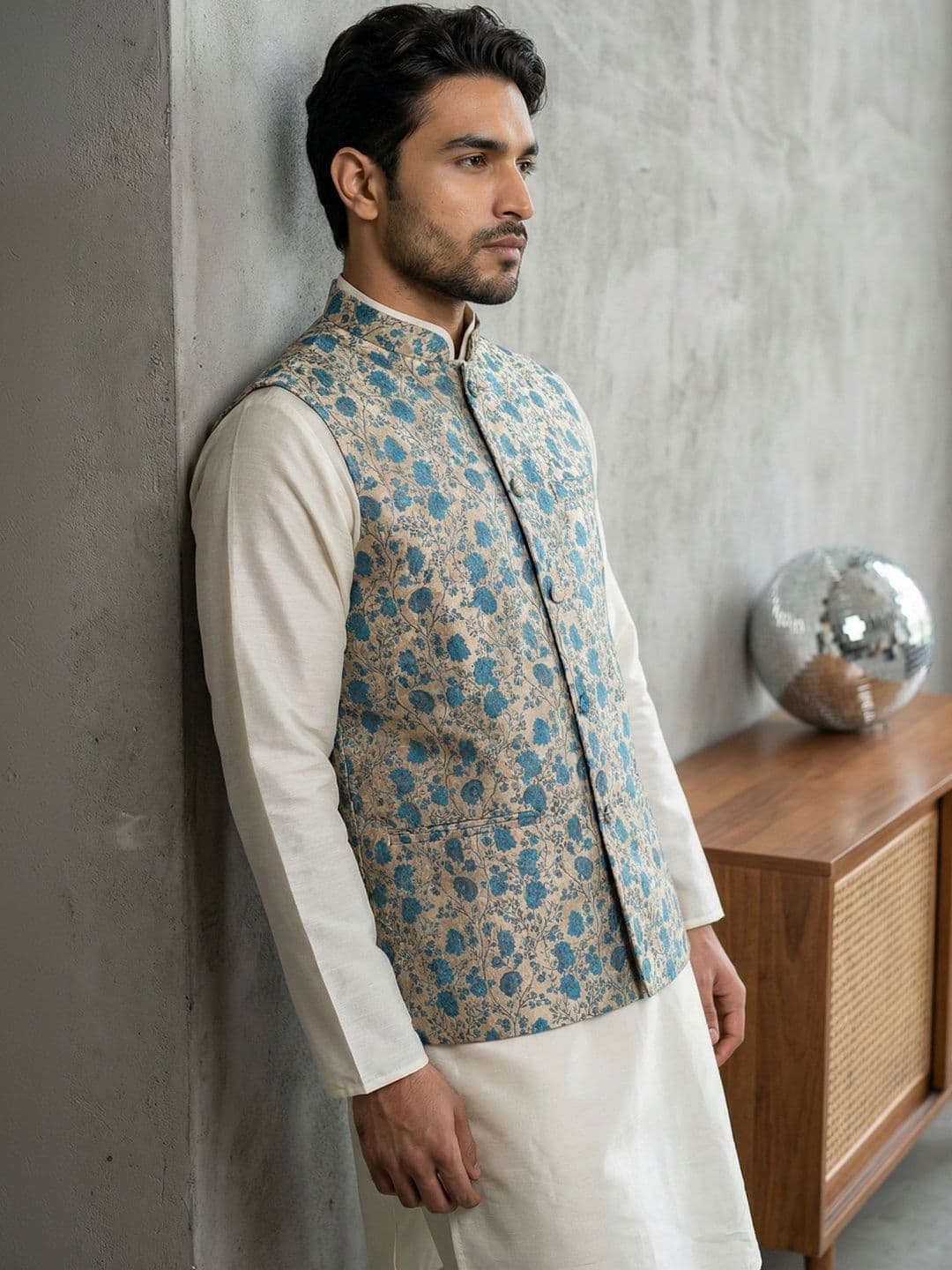 Anouk Floral Printed Nehru Jackets