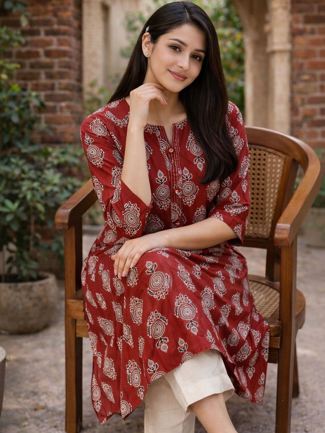 HERE&NOW Printed Pure Cotton Kurti - view 1