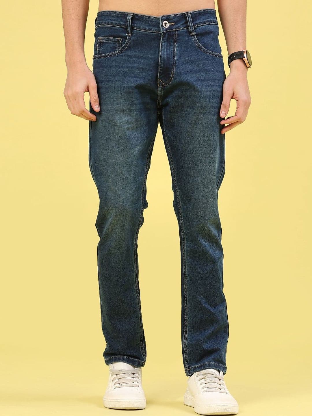 V-Mart Men Regular Fit Mid-Rise Light Fade Stretchable Jeans - view 1