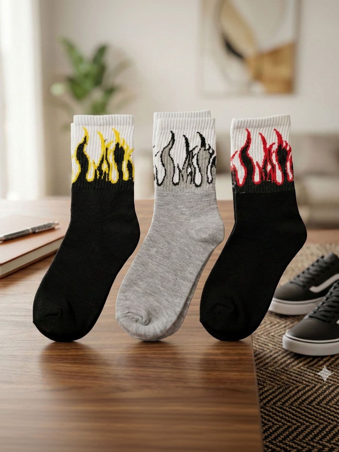 Moda Rapido Men Pack of 3 Cotton Blend Patterned Above Ankle Socks - view 1