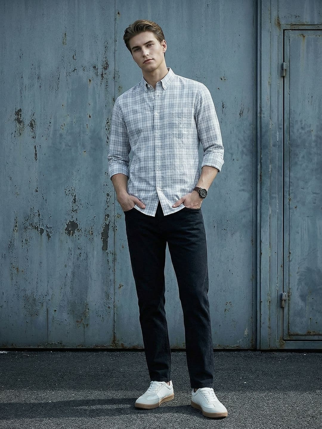 Nautica Tartan Checked Pure Cotton Slim Fit Casual Shirt - view 1