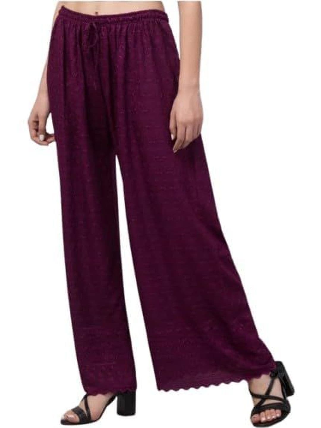 KGFONECLOTH Women Embroidered Lace Palazzos - view 1